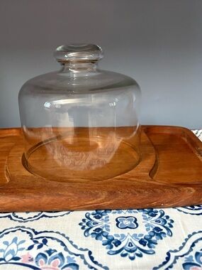 Wooden Rectangular Cheese/ Charcuterie Tray with Glass Cover